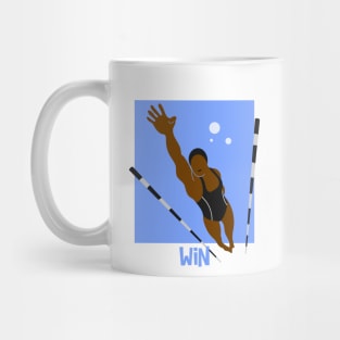 Watch Me Win Brown Skin Black Girl Magic Swim Swimmer Dive Athlete Athletics Sports Afro Woman Kwanzaa Gift Design Mug